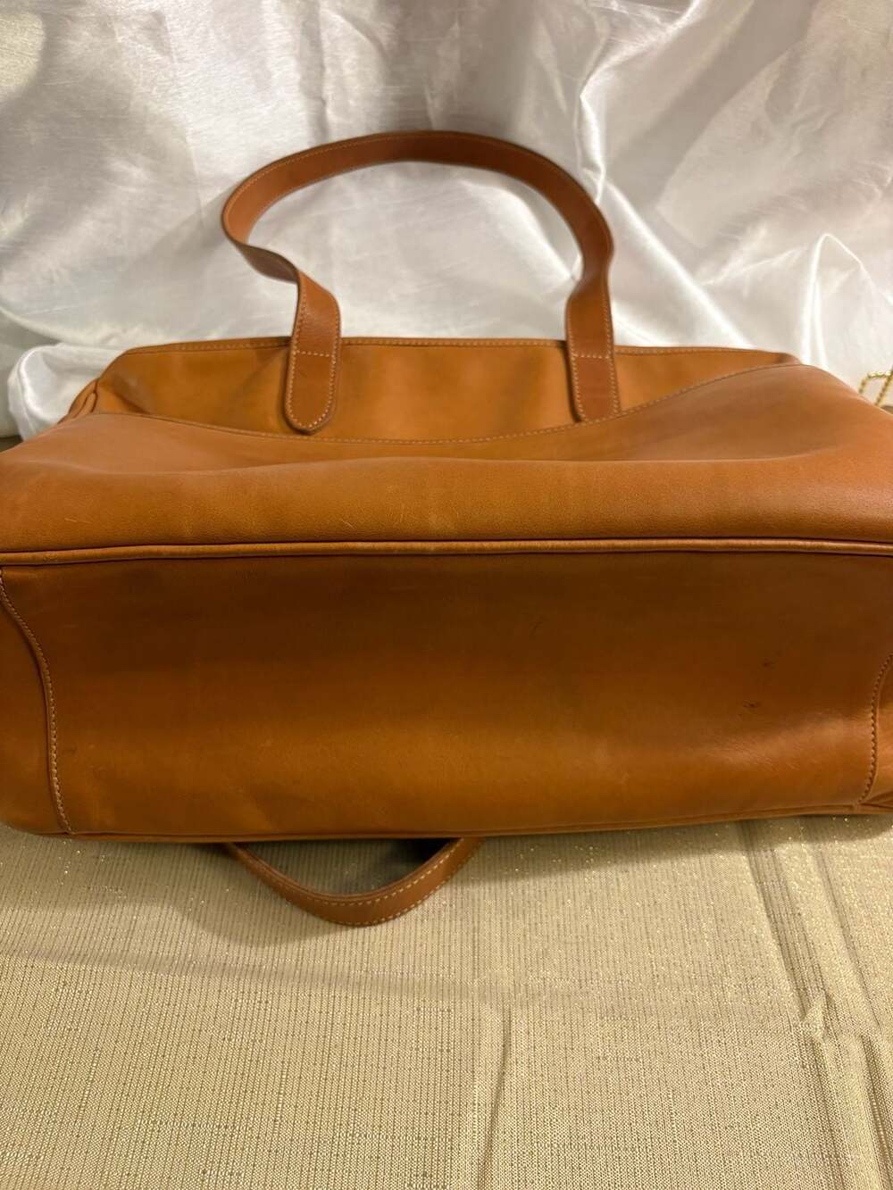 Levenger Vintage British Tan Leather Tote Bag Made in England - Picture 7 of 8